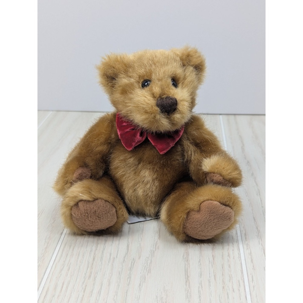 Dakin Thomas Brown Teddy Bear Plush Red Bow Sitting Collectible